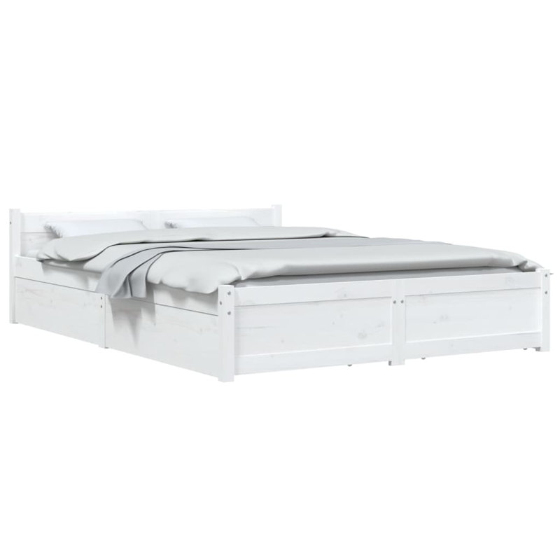 Bed Frame with Drawers, White, Double (4'6)