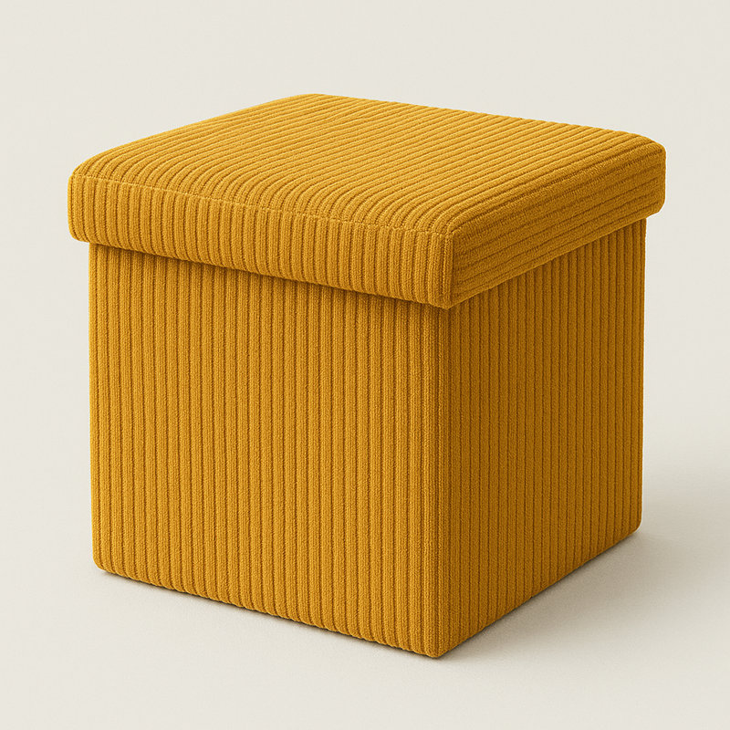 50cm Wide Tufted Footstool Ottoman, Mustard