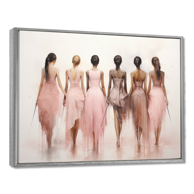Pink Dance Quiet Ensemble - Danse encadrée, H 16 po x l 32 po x P 1 po, Encadrement argenté