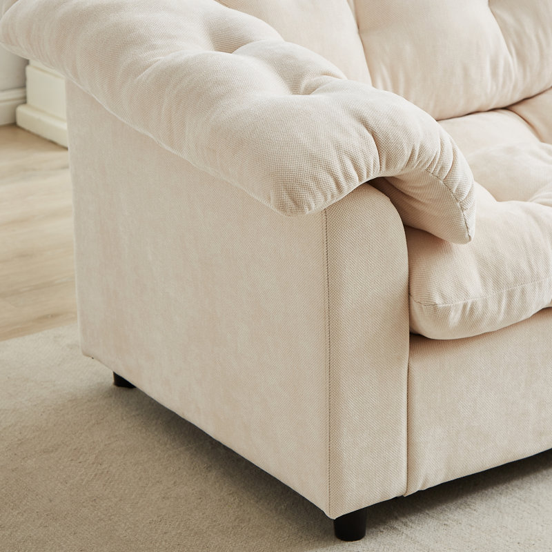 Canapé rembourré moelleux 94,8 po à assise profonde et confort moderne 94,8 po convenant aux salons, aux chambres à coucher, aux bureaux et aux appartements, beige