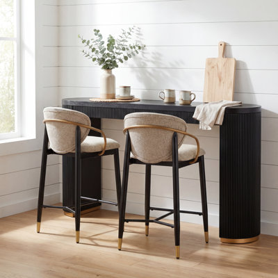 Rowan 2-Person Counter Height Dining Table Set With Upholstered Stools & Curved Backrest