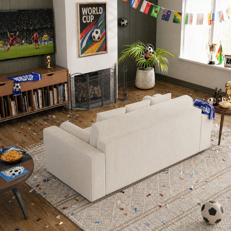 Canapé-lit Boneless, sans assemblage, pour appartement, salon, Blanc, H 33,46 po x l 85,04 po x P 39,37 po