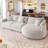  107" Chenille Fabric 3-Piece Sectional Sofa, Modern Large L-Shaped Couch with Rounded Curved Chaise, Beige-318705162-318705163