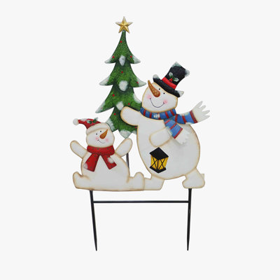 The Snow Aisle®, bonhommes de neige de Noël avec piquet d'arbre, multicolore