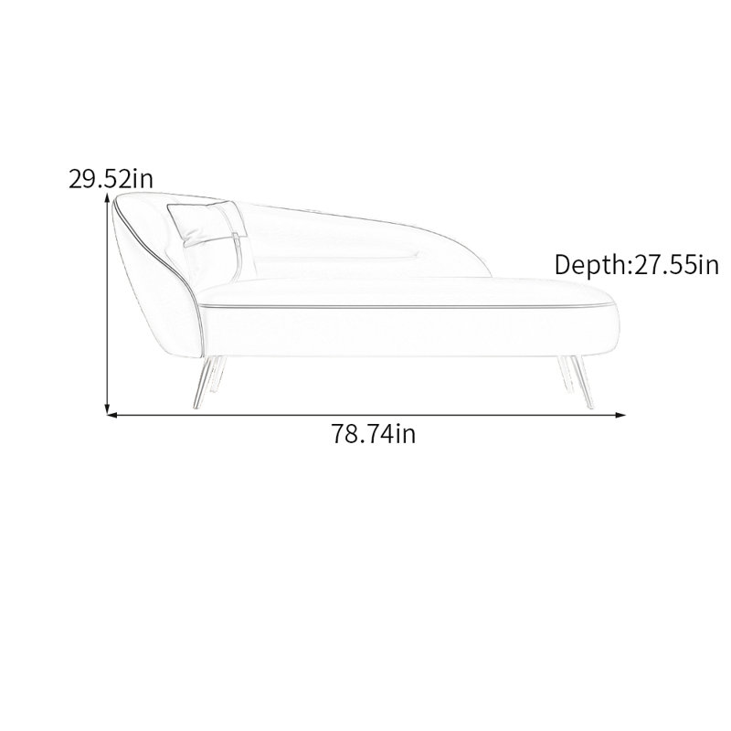 Chaise longue en similicuir Modern Simplicity, Left Hand Facing, Beige