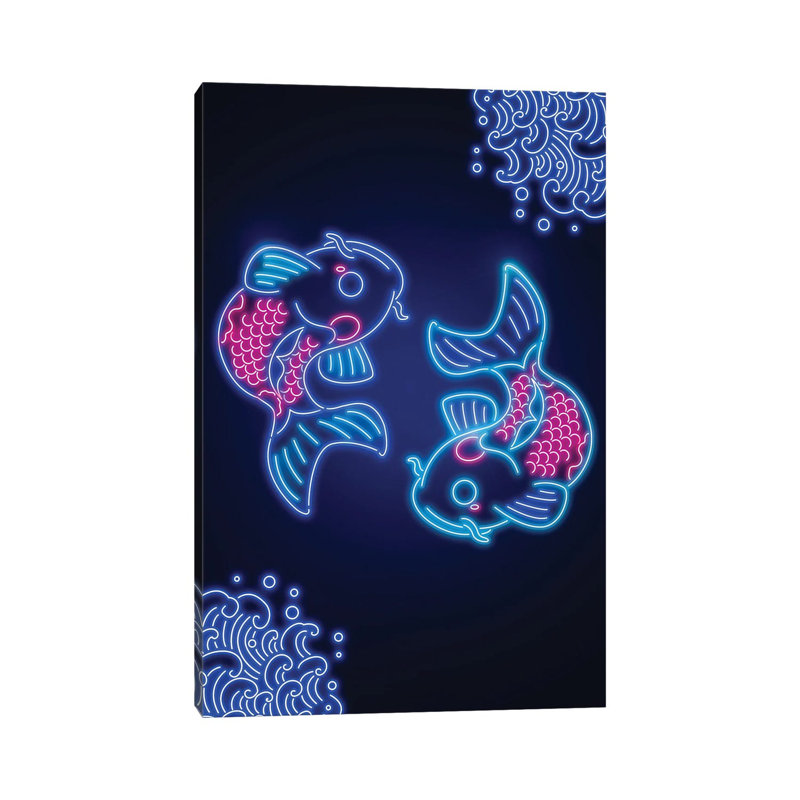 Neon Carp Koi by Donnie Art - Gallery-Wrapped Canvas Giclée on Canvas, Wrapped Canvas, 152.5 cm H x 101.5 cm W x 3.175 cm D