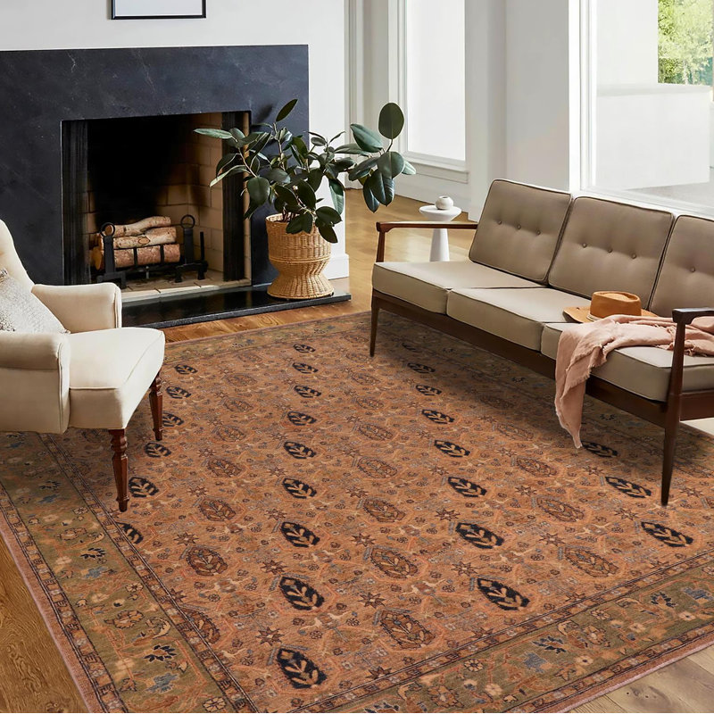 Tapis en laine noué à la main brun clair Shaie shabby elegance Ziegler Melissia - 7 pi 11 po x 9 pi 6 po