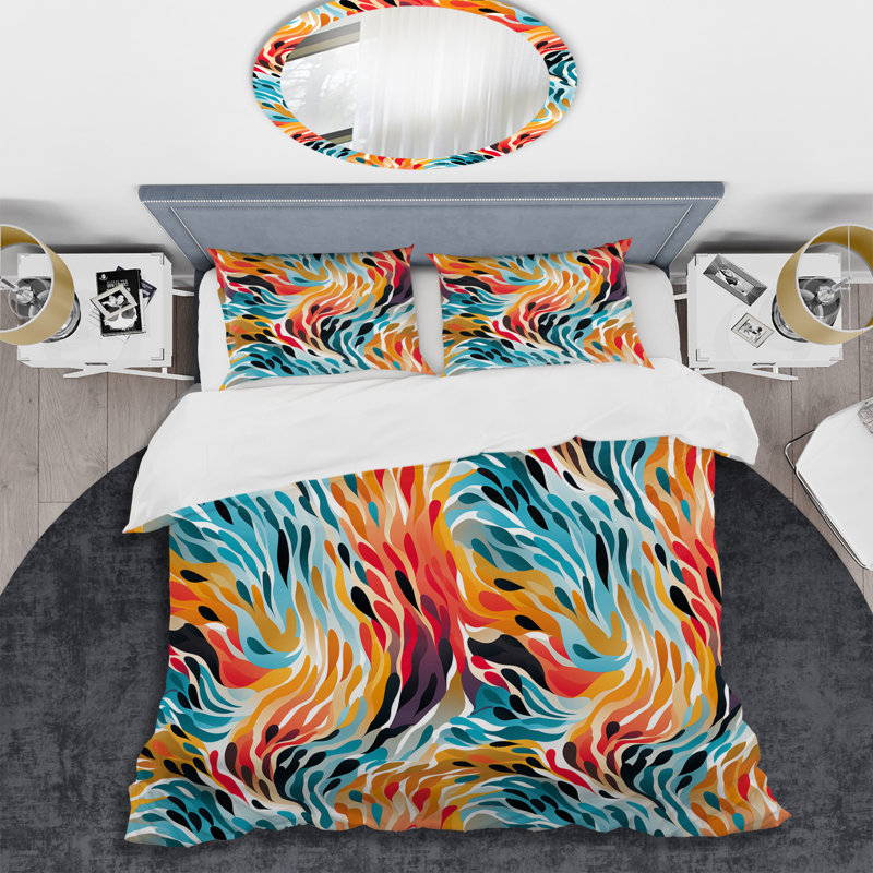 Ensemble de housse de couette Rainbow Cheetah Waves, Housse de couette pour grand lit et 2 taies décor