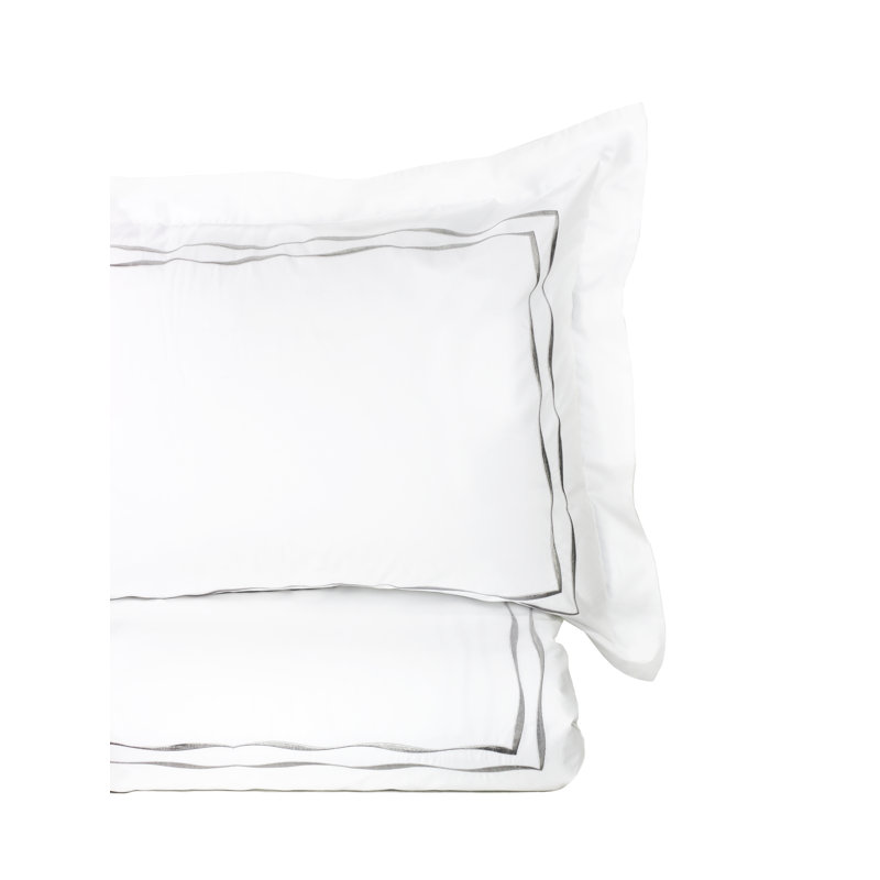 Ensemble de housse de couette en coton 100% Rodarte, Grand, Gris / blanc