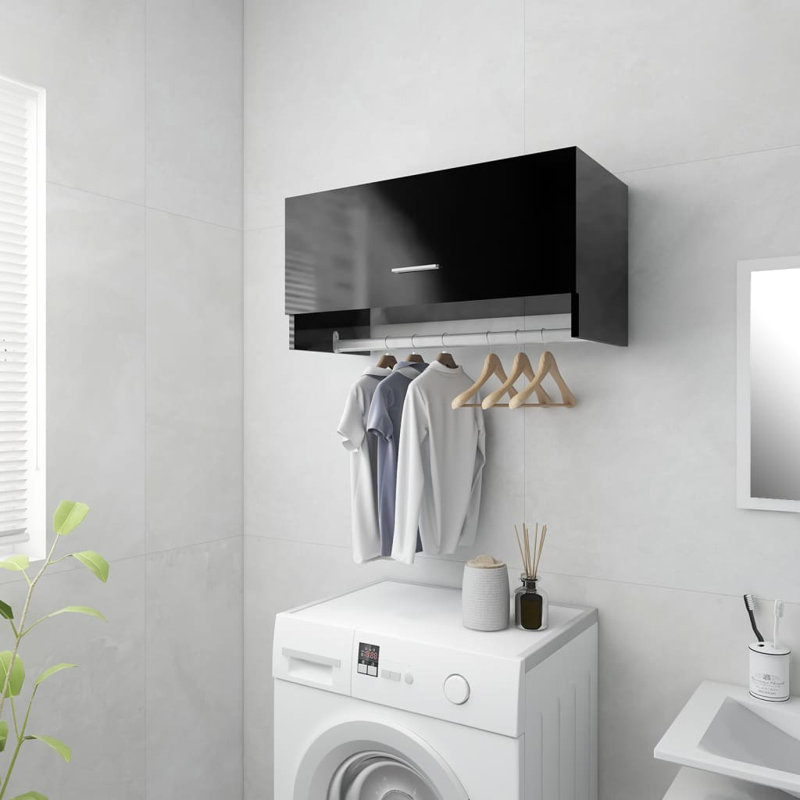 Ayanle 1 Door Wardrobe, Black, 35cm H x 70cm W x 32.5cm D