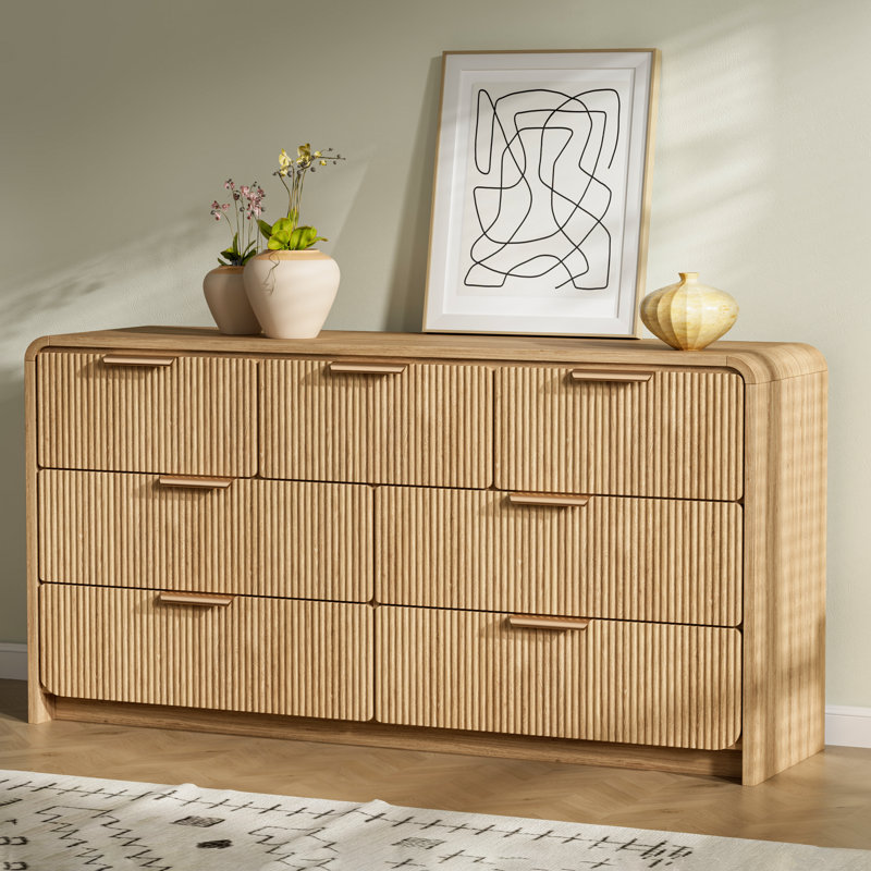 Modern 51’‘W 7-Drawer Dresser For Bedroom, Wood Chest Of Drawers with Metal Handles for Living Room Entry, Tan