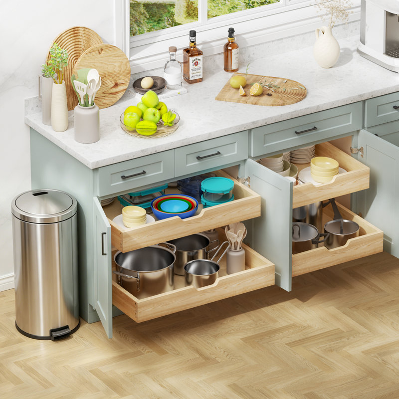 Tiroir à fermeture en douceur pour armoires de cuisine et garde-manger Rashun, H 4 po x l 13,5 po x P 20,98 po