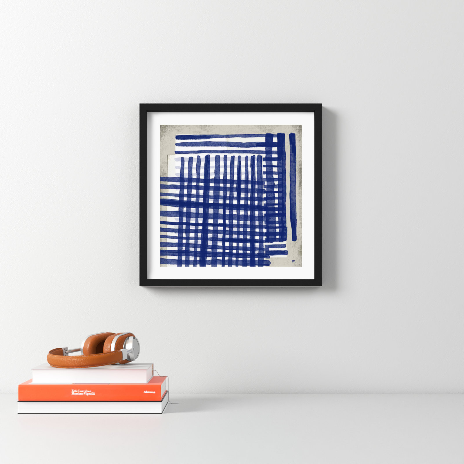 Zoja "Weaving" Painting by Marco Marella, Black Framed, 16" H x 16" W x 1.25" D
