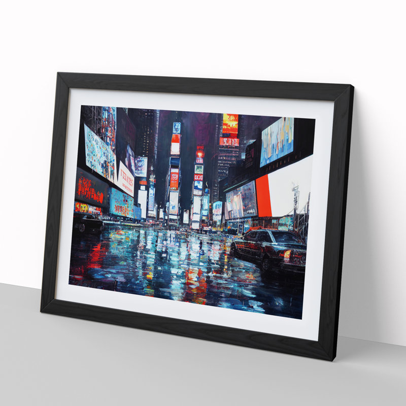 Times Square Art Painting Vol.1 - Single Picture Frame Painting, 46cm H x 64cm W x 2cm D, Black