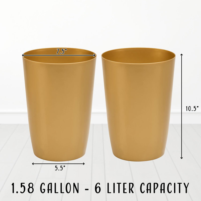 Small Trash Can with Open Top for Compact and Tight Spaces, Gold