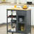Rolling Kitchen Cart with 4-bottle Wine Rack-1412006474