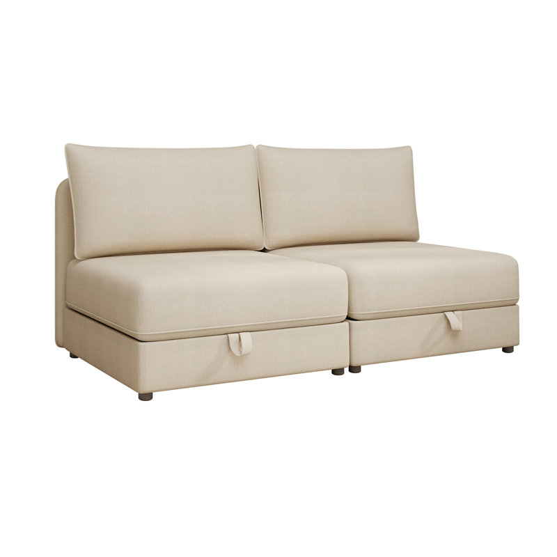 Canapé-lit modulaire moderne avec rangement 2 places, beige