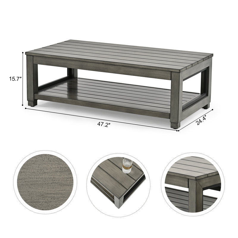 Table basse d'extérieur en aluminium Marjani