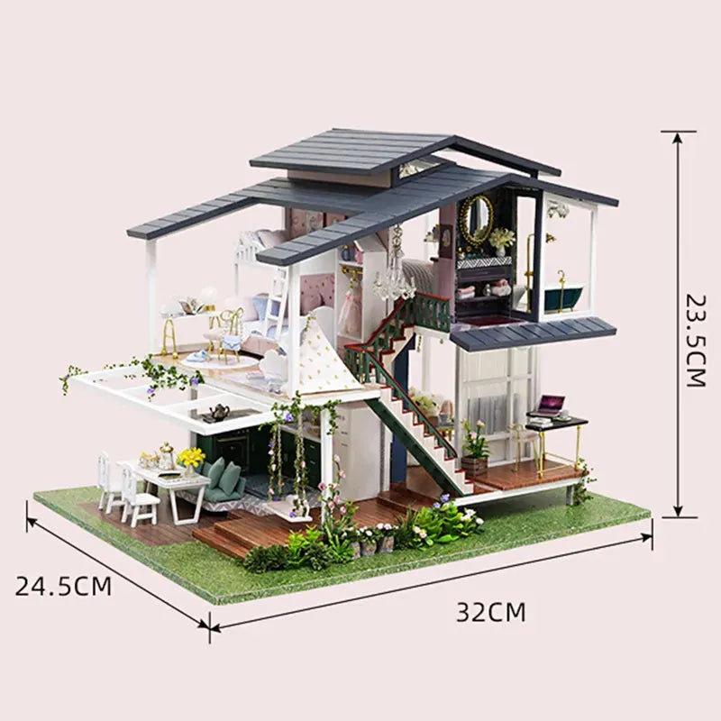 Wizardi Miniature Roombox Kit - Villa Monet's Garden. Dollhouse Kit