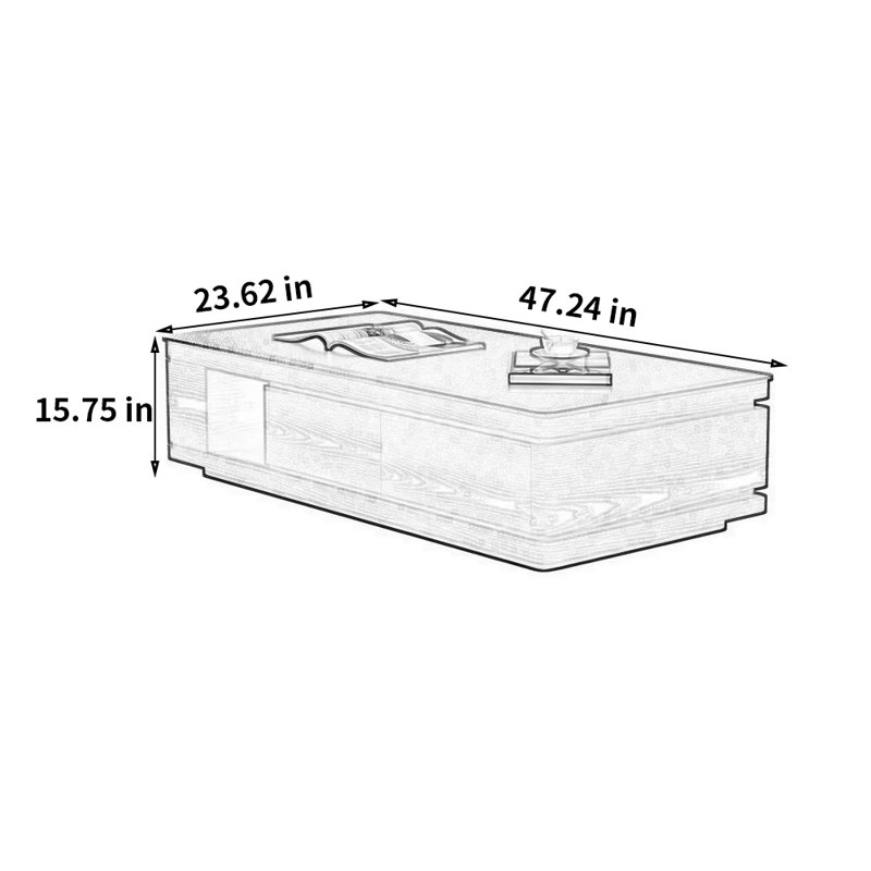 Table basse Modern, Blanc, H 15,75 po x L 47,24 po x l 23,62 po