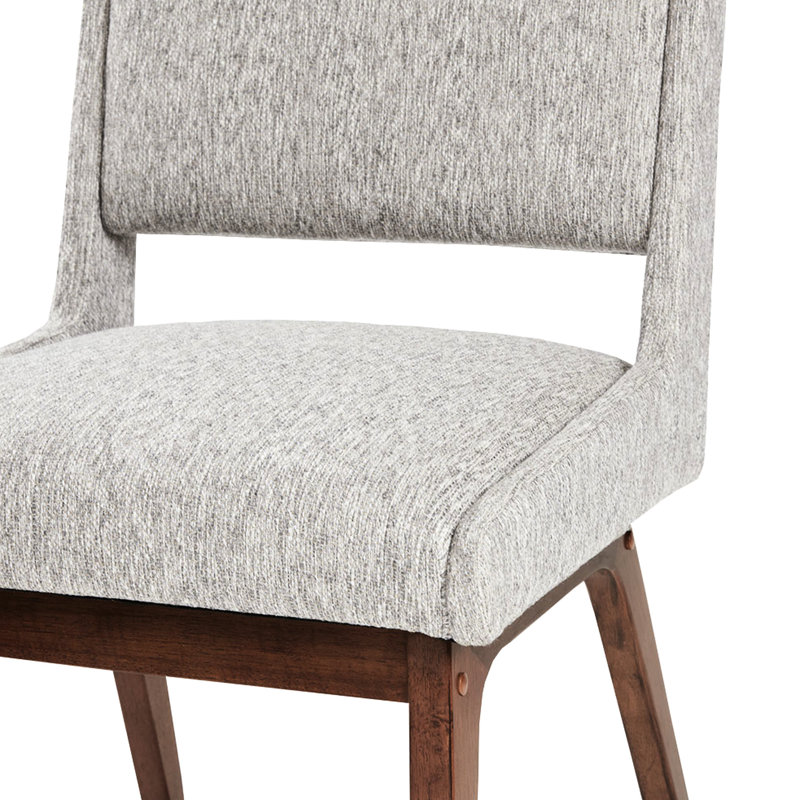 Chaise de salle à manger 2 - Assise et dossier rembourrés gris avec capacité de charge de 300 lb en bois de pacanier de 4,75 po et 2 chaises d'appoint