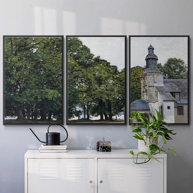 La chapelle Notre 3 pièces, H 24 po x l 48 po x P 2 po, Noir