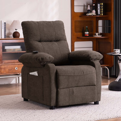 Chenille Fabric Recliner Chair with 8-Point Massage & Heating,Remote Control & Side Storage Pockets