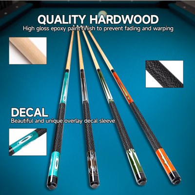 GSE Set of 4 58" 2-Piece Maple Pool Cue Sticks Set for Men/Women, House or Commercial/Bar Use