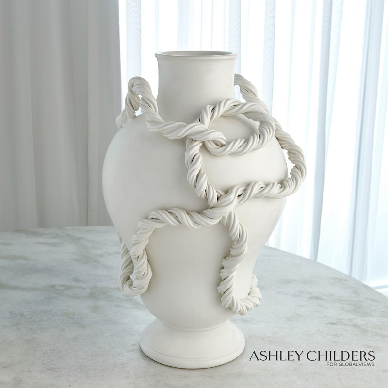 Twisted Vine Vase-Matte White