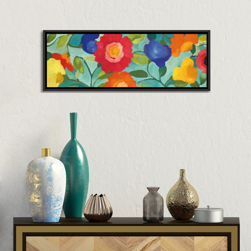 « blue pan ii » par kim parker, impression sur toile, H 12 po x l 36 po x P 1,5 po, Toile avec cadre noir