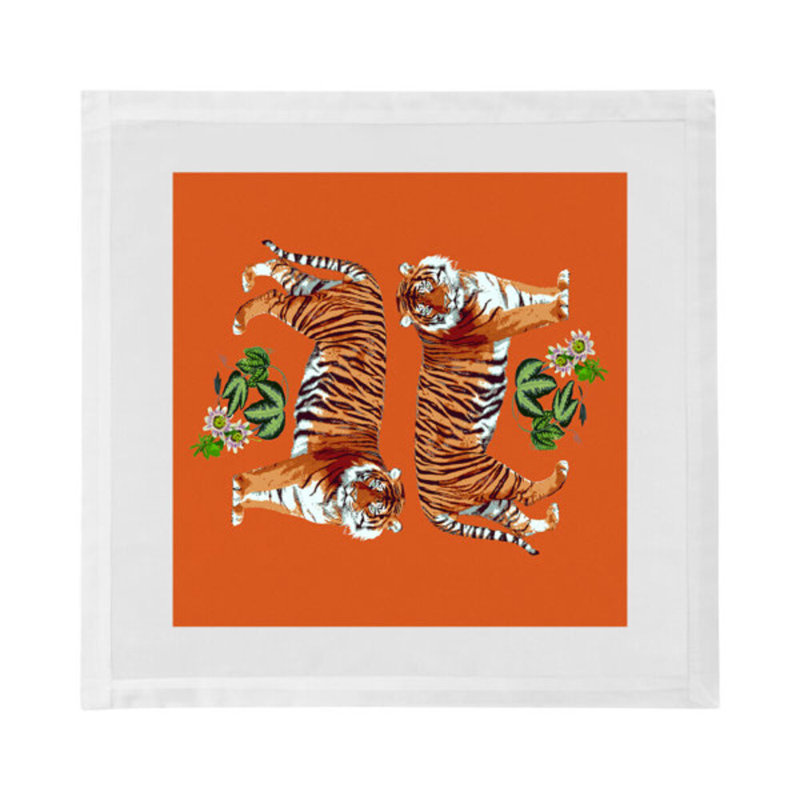 Tiger Seeing Double Cotton Sateen Dinner Napkins