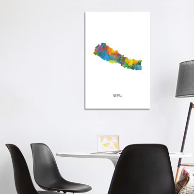 Nepal Map by Michael Tompsett - Wrapped Canvas Print
