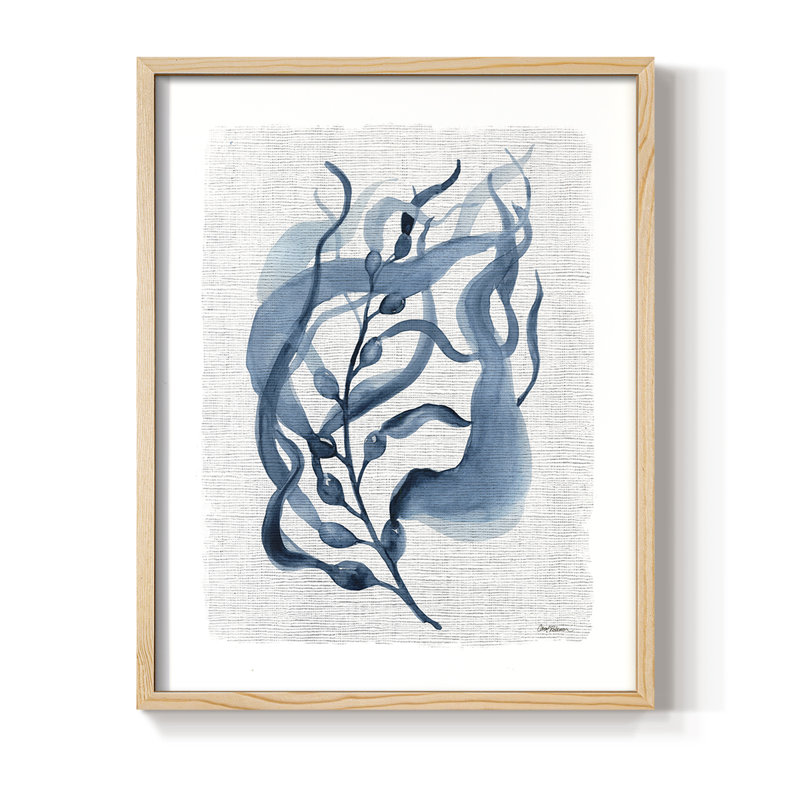 Reproduction encadrée marine en varech II - bois massif, Naturel, H 11 po x l 9 po