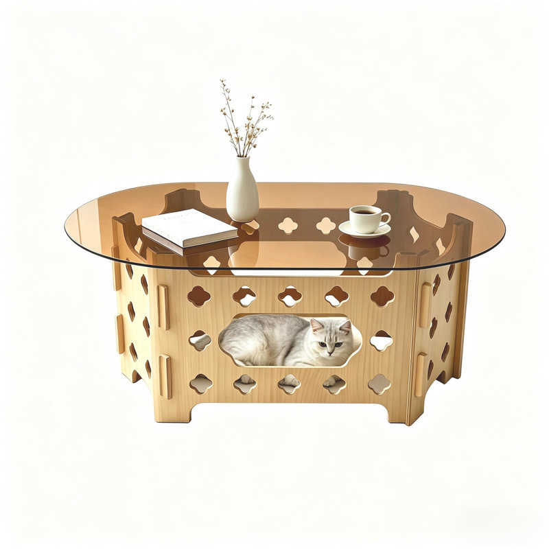 Oval coffee table, 15.75" H x 38.58" W x 22.83" D