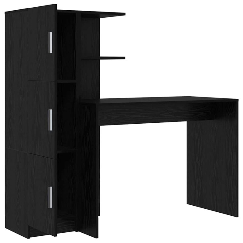 Desk With Storage With Door 2 Pcs 102 X 50 X 124 Cm, Black Oak