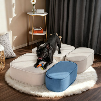2-in-1 Convertible Dog Stairs for Small Dogs, 17.7 Inch H 3-Step Pet Steps with Non-Slip Foam for High Bed and Couch