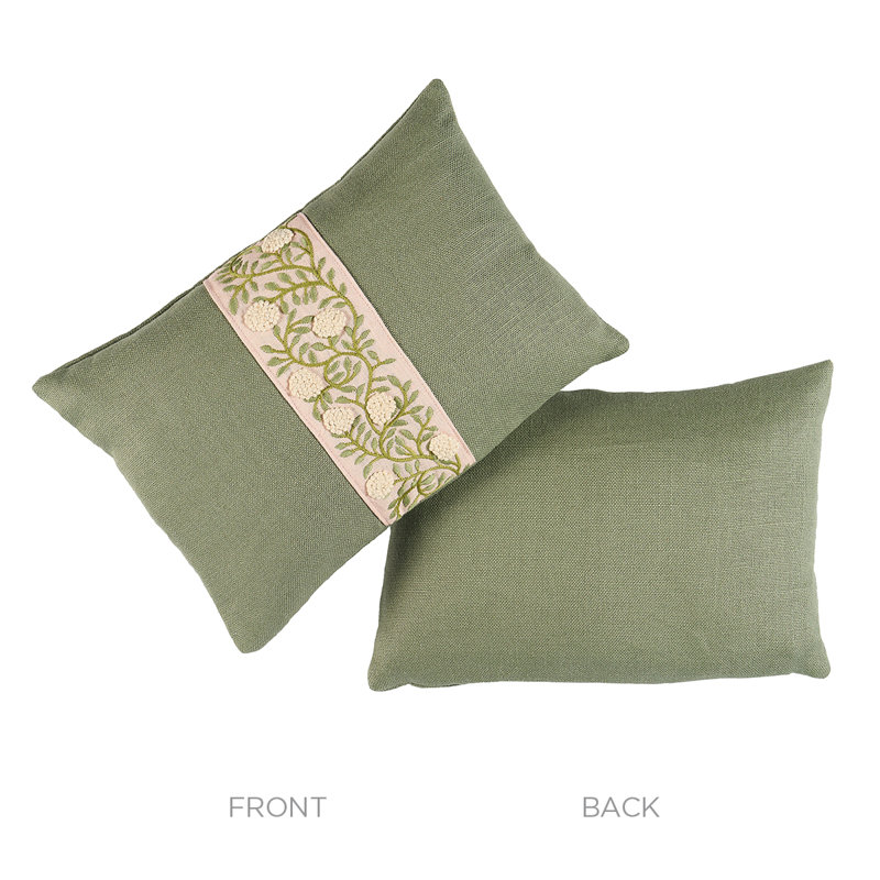 Ashoka Lumbar Pillow, Leaf/Blush Floral