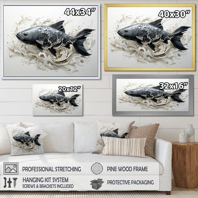 Marine Life Fish Magic Animals sur toile, Cadre doré simple, H 16 po x l 32 po x P 1 po