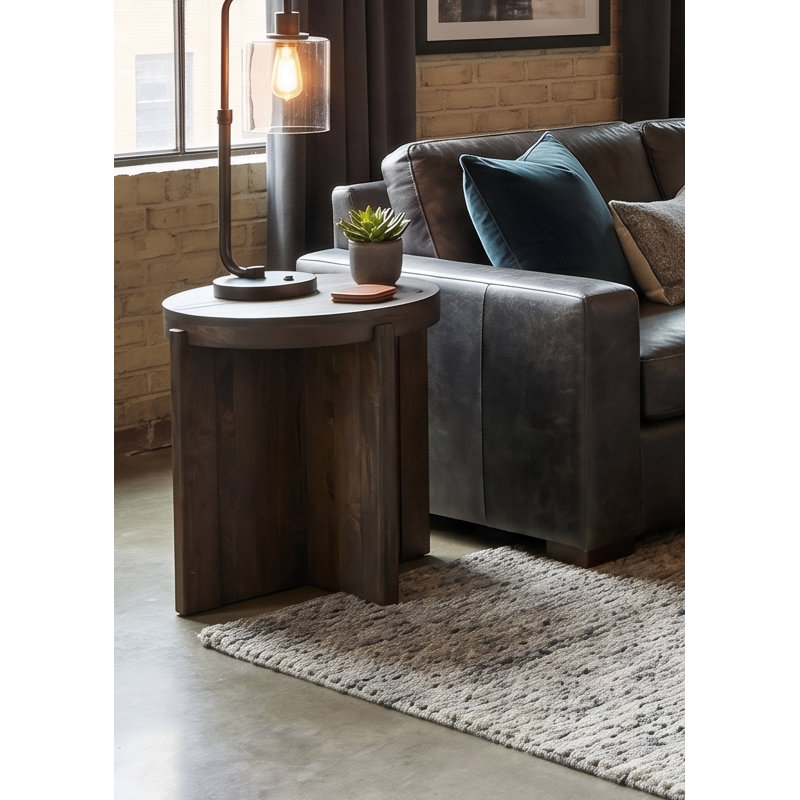 Josiane Solid Wood End Table, Walnut