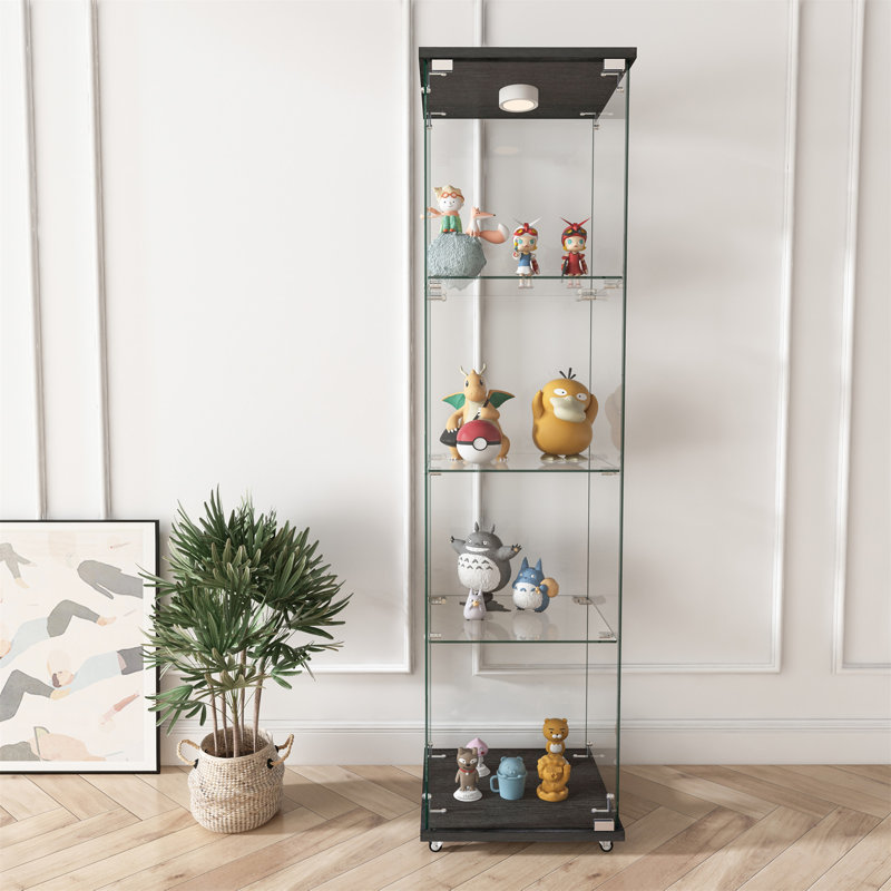 Vitrine moderne en verre avec lumières DEL, Noir