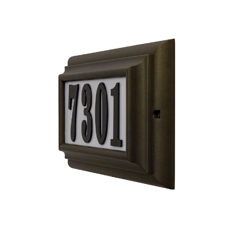 Large Oil Rub Bronze Metal Lighted Address Plaque