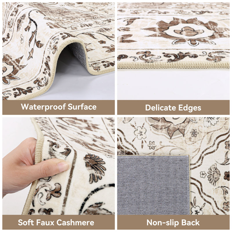 Bohemia Area Rug Non-slip Washable Soft Throw Large Carpet for Living Room Bedroom Dining Room Office