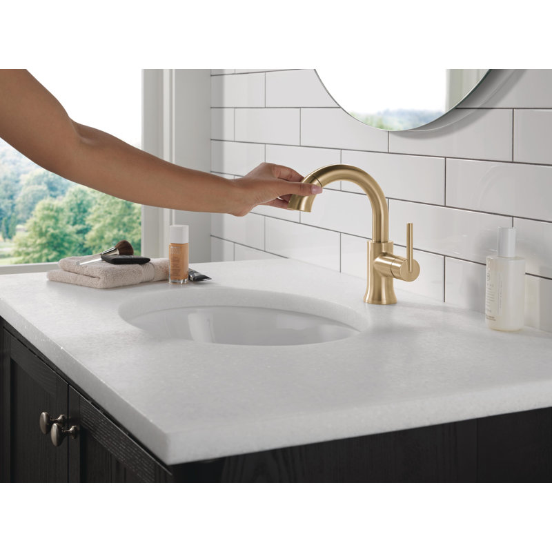 Robinet de salle de bain rétractable Trinsic, robinet de salle de bain escamotable, robinet de salle de bain monotrou doré avec tirette, robinet de lavabo pour salle de bain, fixation magnétique, bronze champagne