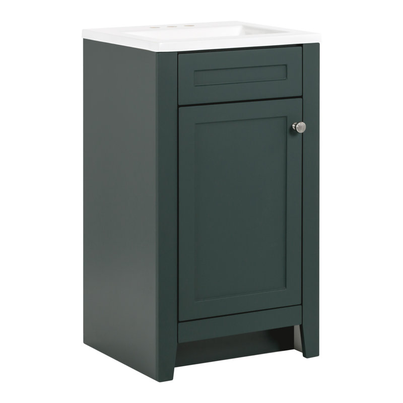 Meuble-lavabo simple 18,5 po avec plateau en marbre de culture, Vert viridien