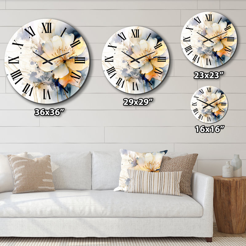Horloge murale jaune et bleue Harmony In Chaos I, Grand