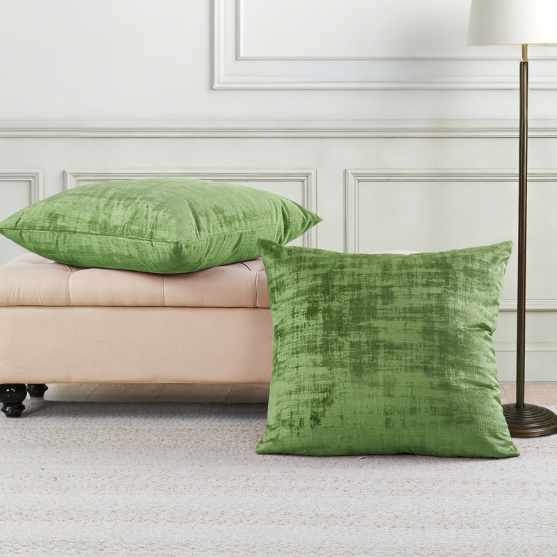 Textured Velvet Euro Reversible Pillow Cover, Calla Green