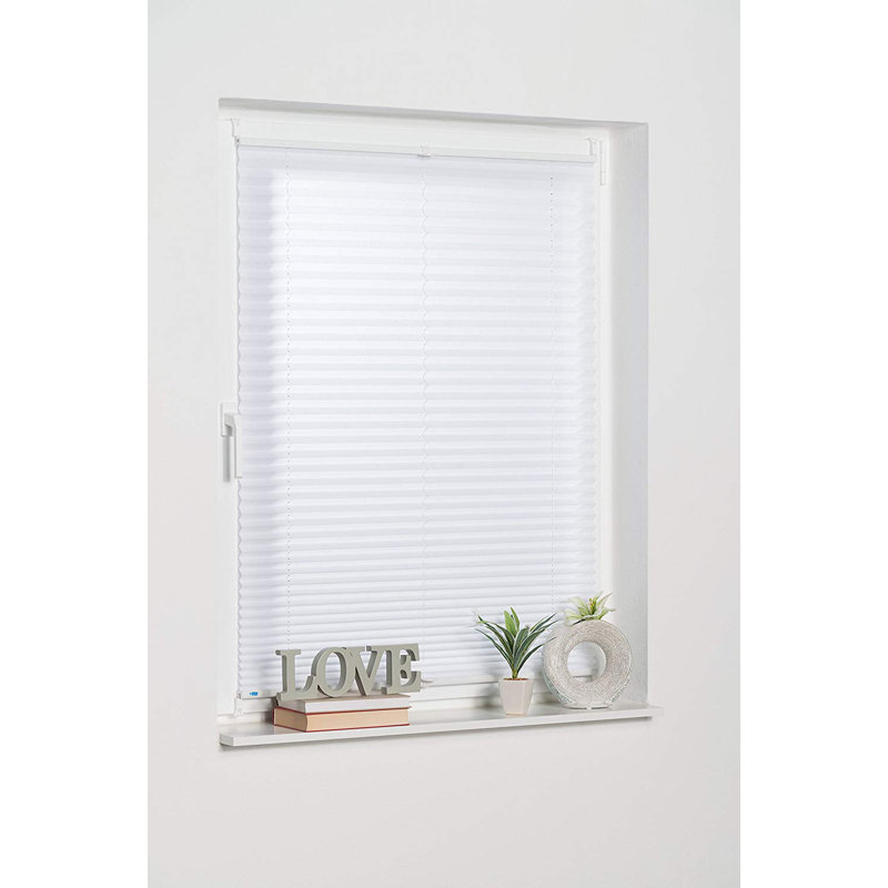 Cordless Semi Sheer Pleated shade, 95 W x 130 L cm, White