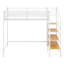 Lit mezzanine simple avec escalier et rangement, structure de lit mezzanine en métal avec tablette de rangement supérieure et escalier de rangement latéral-1983871723