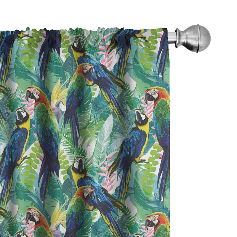 Birds Floral Semi-Sheer Rod Pocket Sliding Panel, 28" x 95"