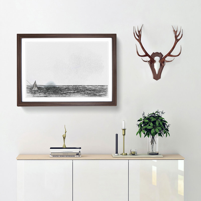 Sailing on the Ocean in Abstract - Picture Frame Graphic Art Print, Walnut, 60cm H x 91cm W x 2cm D